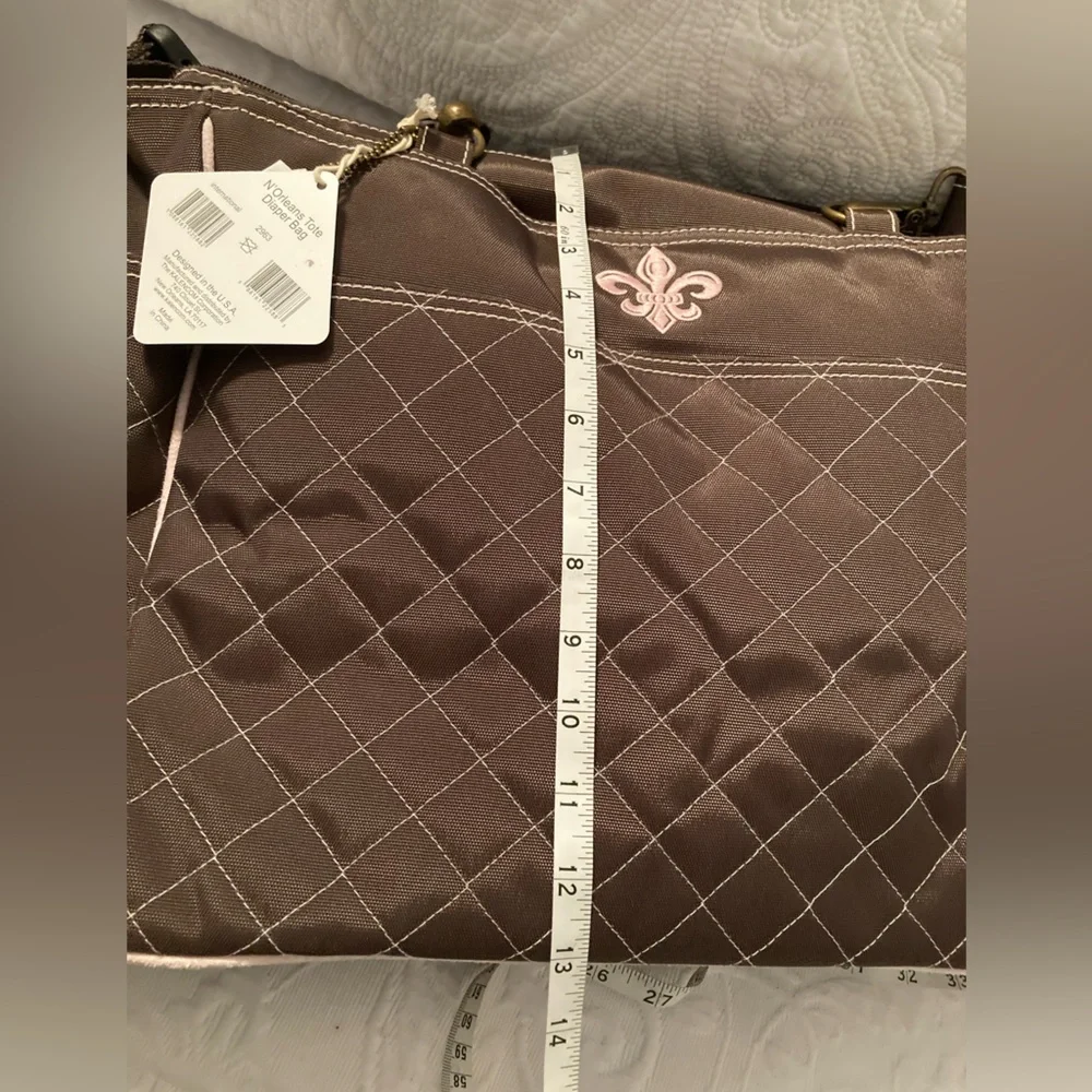 Kalencom New Orleans Chocolate Tote Diaper Bag with Fleur-de-Lis design. NWT
